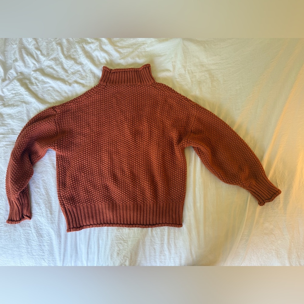 Amazon Brown Cowl Neck Sweater with Ribbed Texture